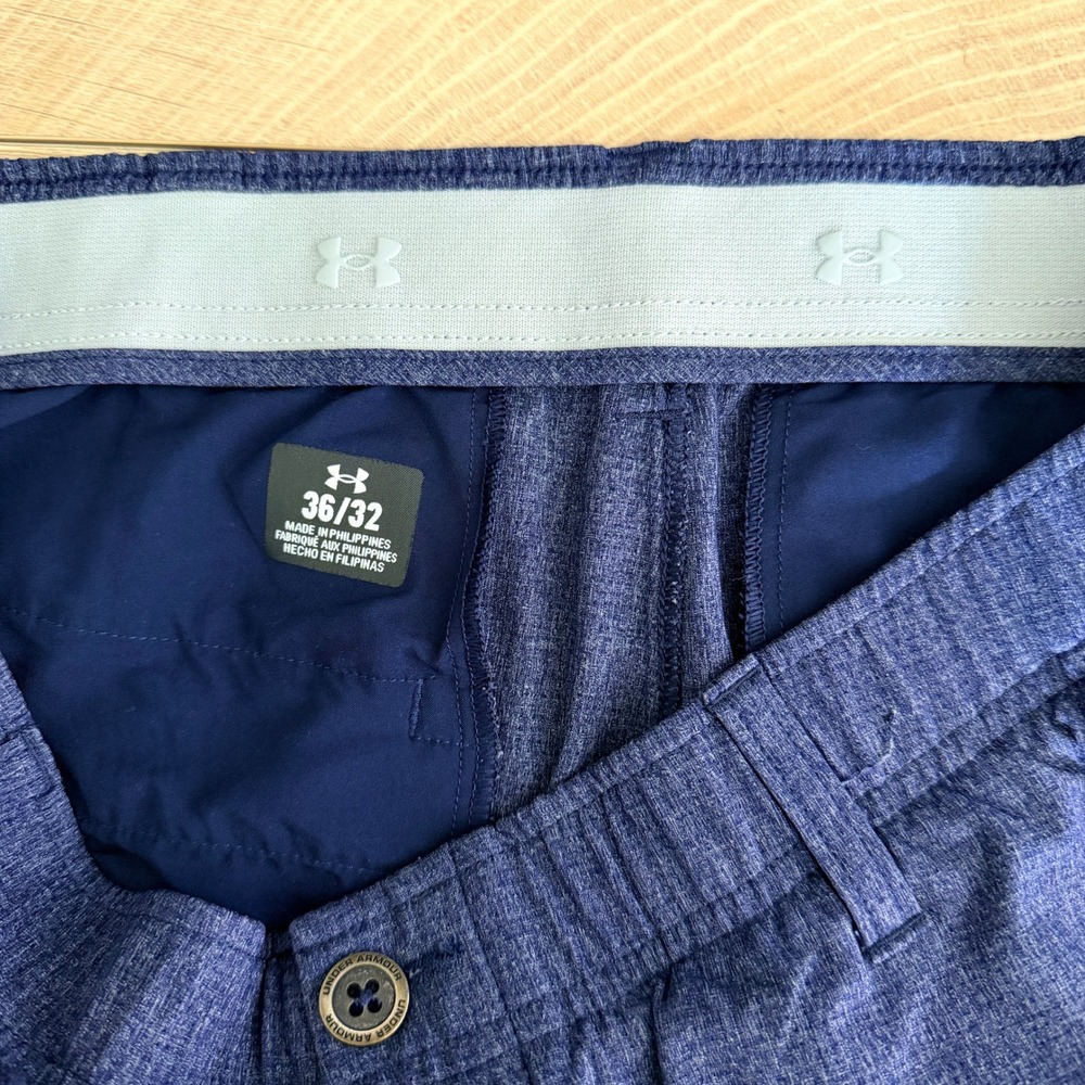 Under Armour Vented Golf Pants Mens 36x32 Navy Blue Heather Performance Pants - Picture 4 of 8